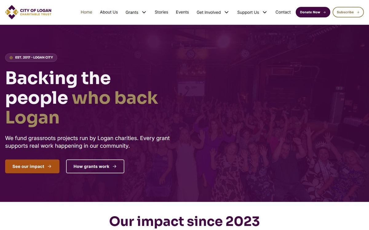 City of Logan Charitable Trust website homepage, built by WP Easy
