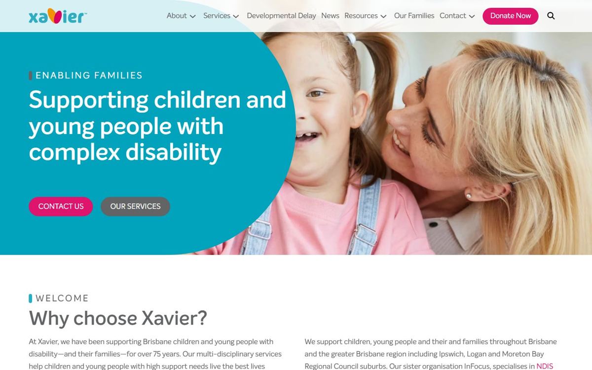 Xavier website homepage, built by WP Easy